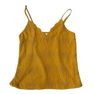 Socialite Yellow Polka Dot Scallop layer Chiffon Summer Blouse - XS EUC